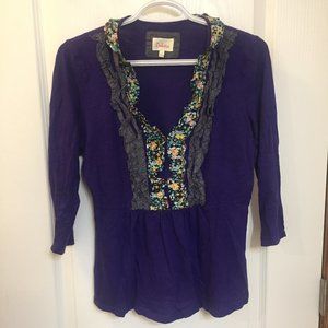 Medium Purple Deletta 3/4 Sleeve Shirt